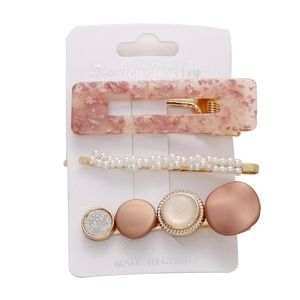 Superior Quality 3pcs Pearl Acrylic Geometric Hair Clips